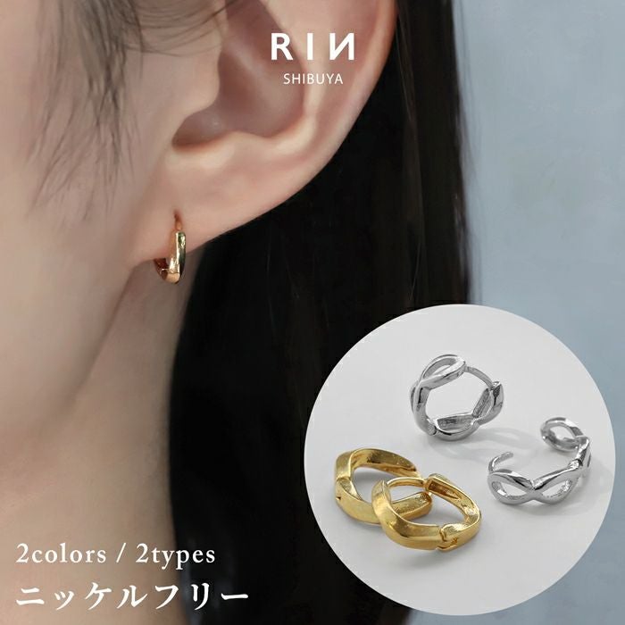ピアス 18Kコーティング メビウス ツイスト フープピアス ファッション