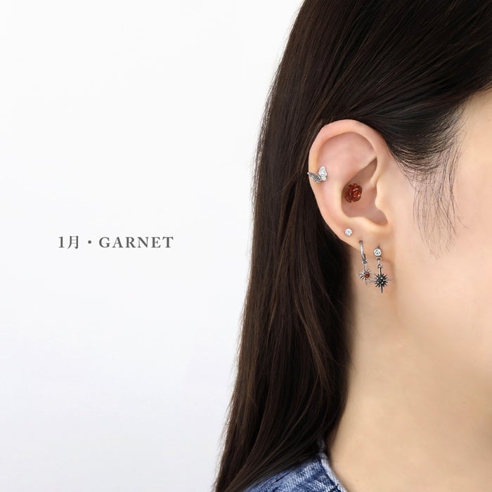 14G 16G 18G チャーム 誕生石カラー スター ガラス ボディピアス