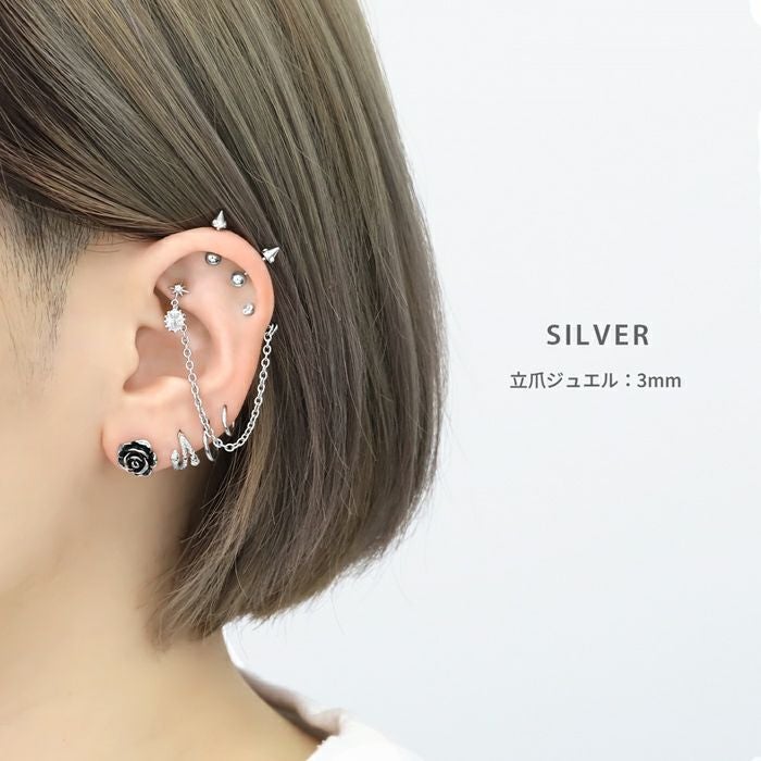 16G 軟骨ピアス カスタムセット ジュエル チャーム キュービック
