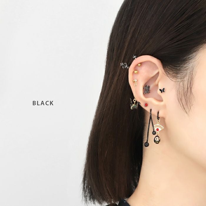 14G 16G 18G チャーム だるま 達磨 扇子 和風 白 赤 黒 ボディピアス