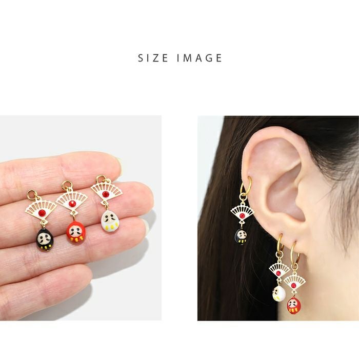 14G 16G 18G チャーム だるま 達磨 扇子 和風 白 赤 黒 ボディピアス