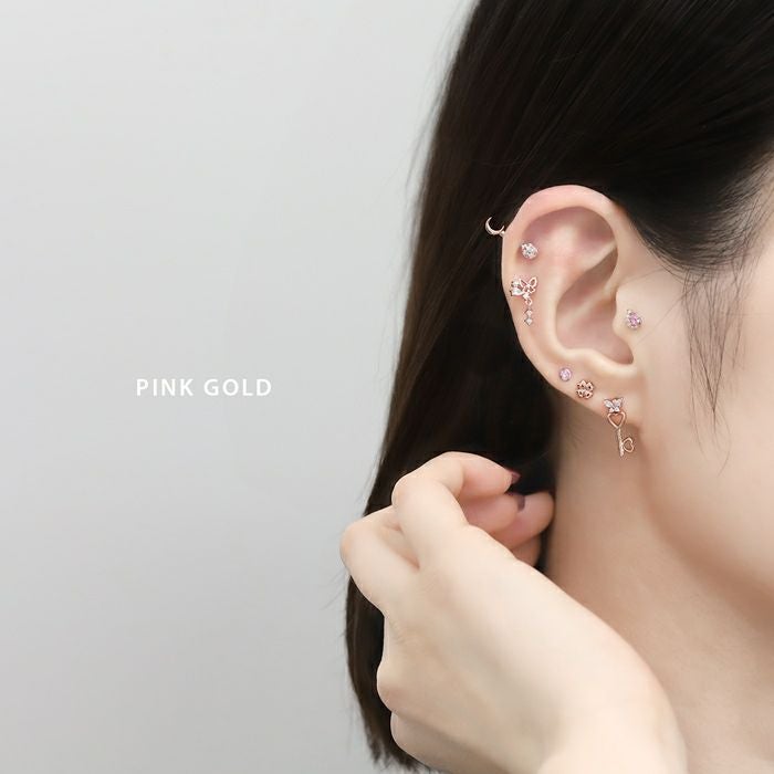 16G 軟骨ピアス 蝶々 バタフライ 小さめ ジュエル キュービック