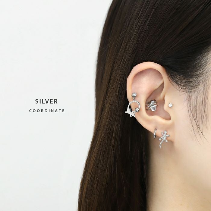 16G 軟骨ピアス トカゲ 蜥蜴 リザード 爬虫類 個性派 キラキラ