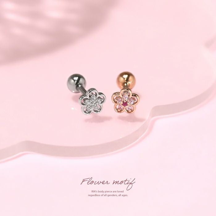 16G 軟骨ピアス 花 フラワー きらきら かわいい キュービック