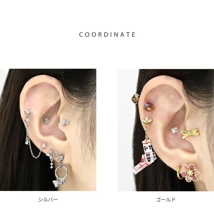 16G 軟骨ピアス ストーン かわいい Marquise Fan キュービック