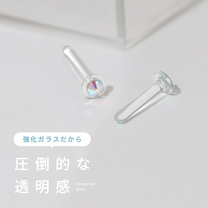 ストーン付き透明ガラスピアス｜ボディピアス凛【公式】