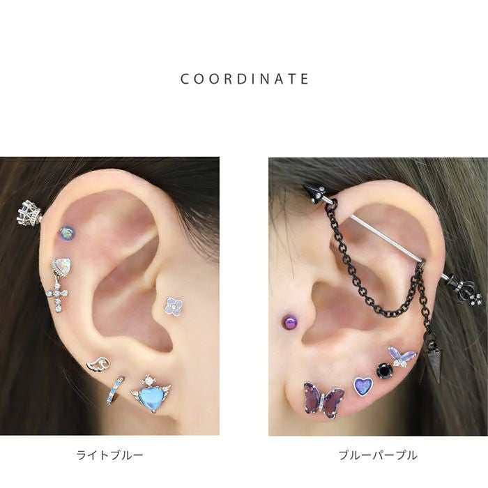 16G 軟骨ピアス ボール クリアカラー 透明感 シンプル かわいい