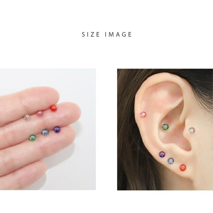 16G 軟骨ピアス ボール クリアカラー 透明感 シンプル かわいい