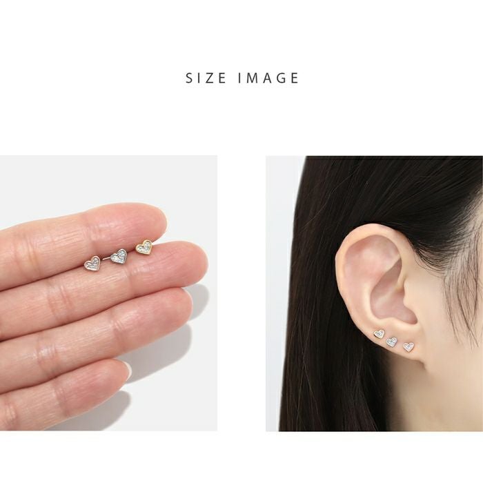 16G 軟骨ピアス ハート かわいい キラキラ ジュエル キュービック