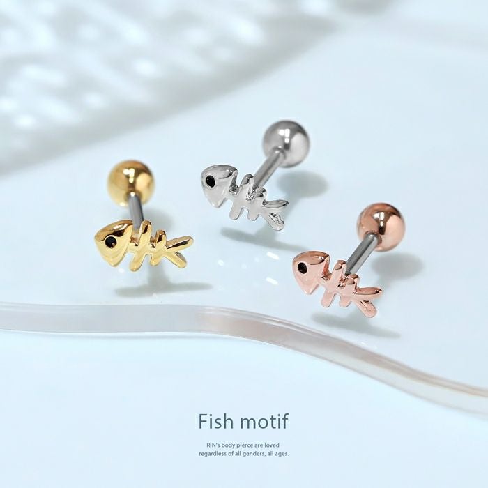 猫と魚の軟骨ピアス（ネコ・サカナ）｜ボディピアス凛【公式】