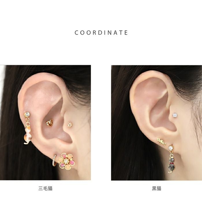 後ろ姿ネコチャーム（三毛猫・黒猫）｜ボディピアス凛【公式】