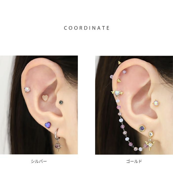 オーロラ立爪カボションピアス｜ボディピアス凛【公式】