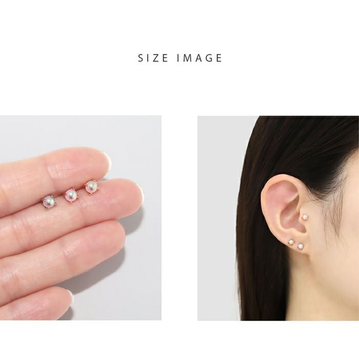 オーロラ立爪カボションピアス｜ボディピアス凛【公式】