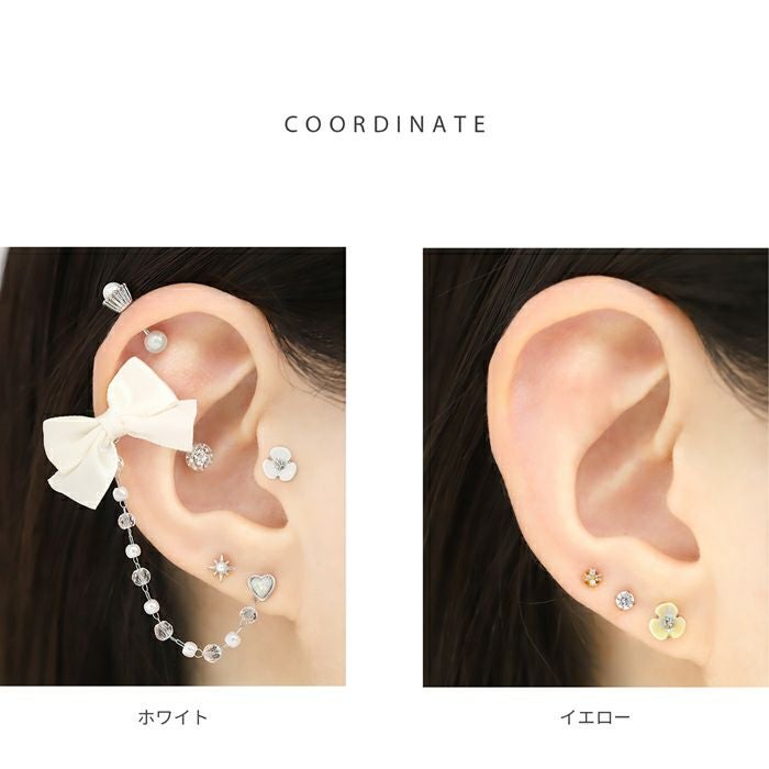 16G 軟骨ピアス 花 オーロラ パステルカラー フラワー プチ 小さい