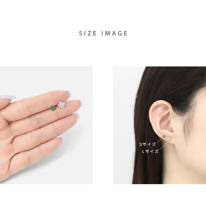14G 16G 軟骨ピアス クローバー 四つ葉 ジュエル キュービック