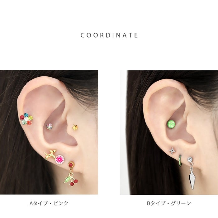 16G 軟骨ピアス 昭和レトロ ポップ 幾何学模様 エモい ノスタルジー