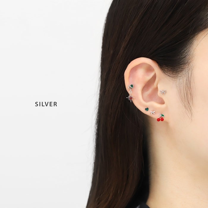 16G 軟骨ピアス さくらんぼ チェリー 大人カワイイ カジュアル