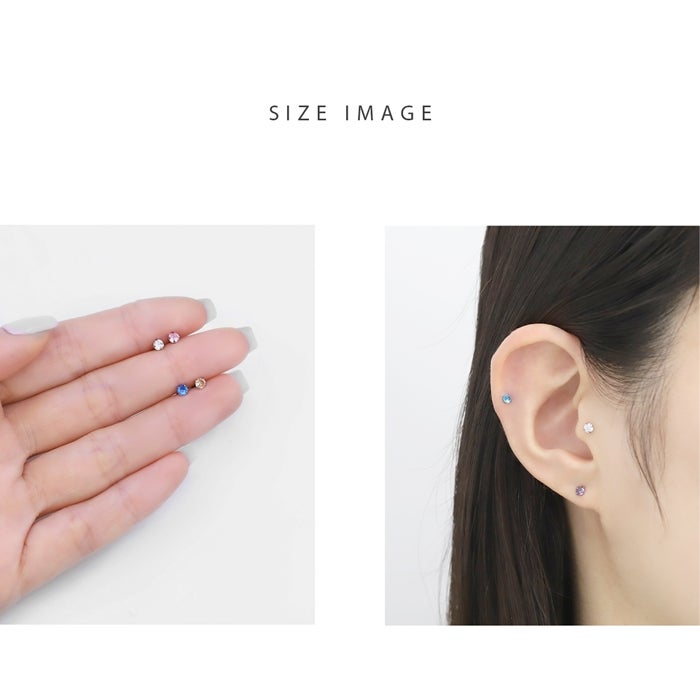 16G 軟骨ピアス 一粒ジュエル 星 ハート Wフェイス ジルコニア つけっ