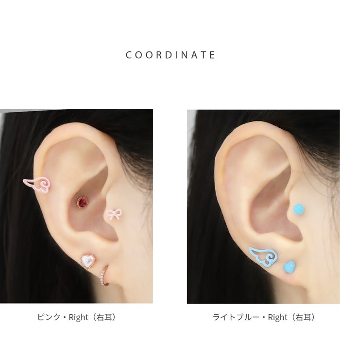 16G 軟骨ピアス 天使 翼 はね パステルカラー かわいい エンジェル