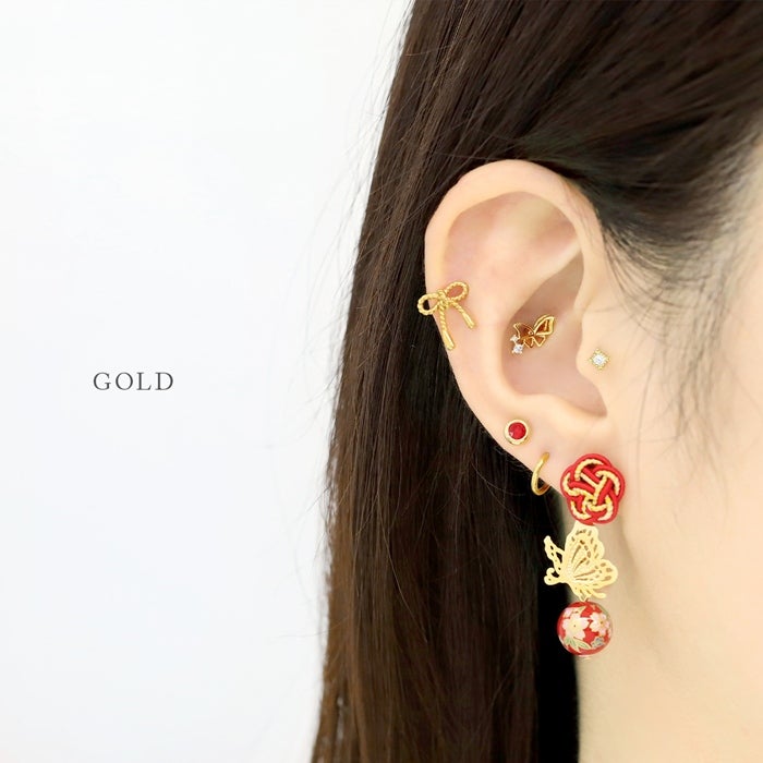 16G 軟骨ピアス 蝶々 ちょうちょ バタフライ ジュエル キュービック