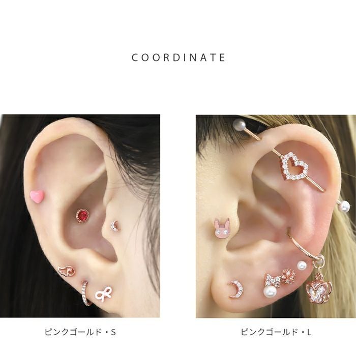 軟骨ピアス かわいい 16G 三日月 クレセント ムーン ジルコニア