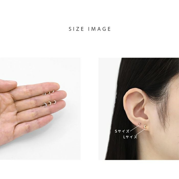 軟骨ピアス かわいい 16G 三日月 クレセント ムーン ジルコニア
