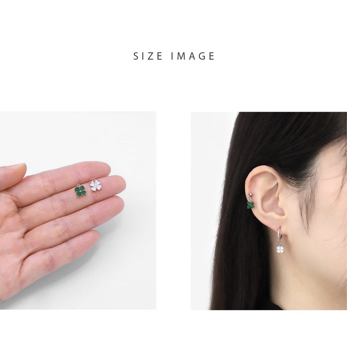 チャーム 14G 16G 18G 四つ葉のクローバー ジルコニア 揺れる かわいい