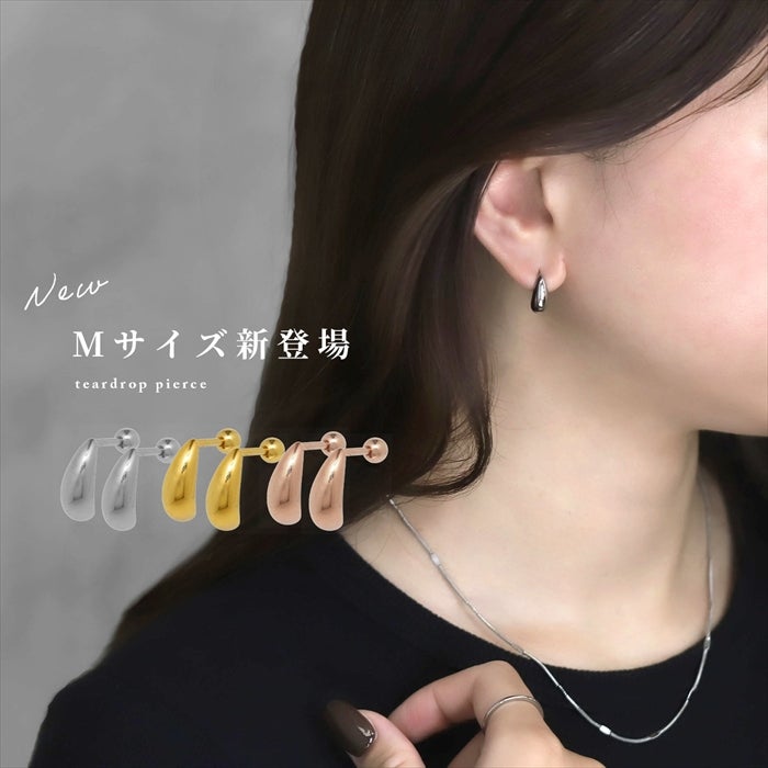 【Shaesby】 シェイスビー ティアドロップ フープピアス YG ピアス ティアドロップ ハーフフープ 大人カワイイ シンプル