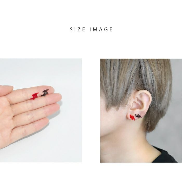 軟骨ピアス 16G デビル 悪魔 羽 翼 アクリル クール レッド ブラック