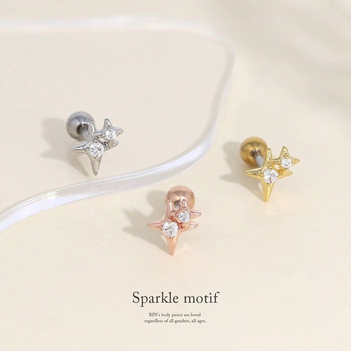 軟骨ピアス 16G ジュエル スター スパークル キュービックジルコニア