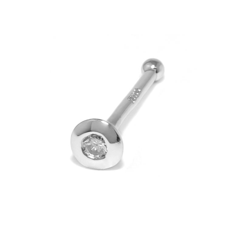 軟骨ピアス 鼻ピアス K18 pt900 天然ダイヤモンド シルバー ゴールド 
