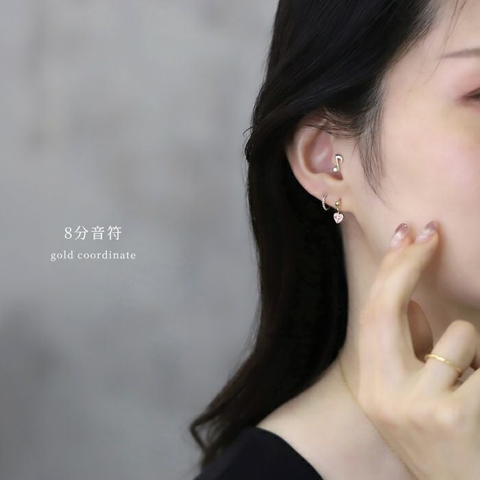 軟骨ピアス 16G 音符 ト音記号 ジュエル キラキラ サージカル
