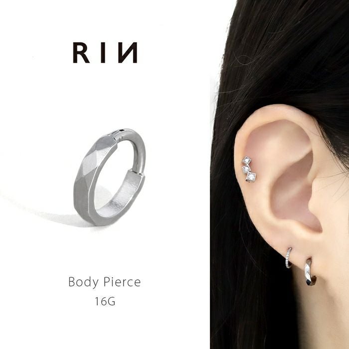 16G ステンレスピアス ダイヤモンドカット シンプル シャープ