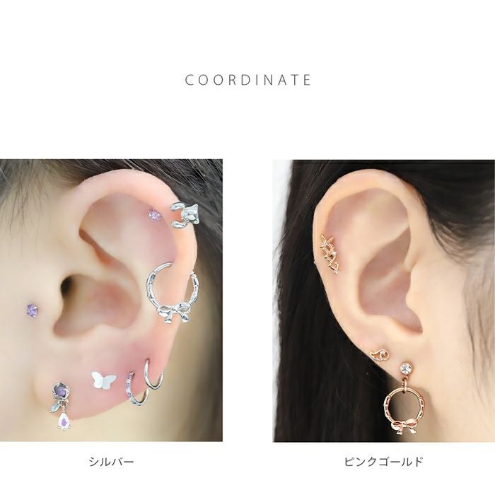 軟骨ピアス 16G リボン バレエコア シンプル 大人カワイイ ボディ