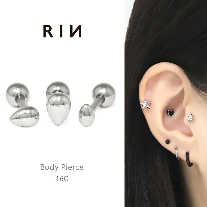 軟骨ピアス 16G ワンポイント ミニピアス シンプル ユニセックス