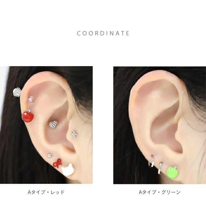 凛オリジナル】リンゴピアス 16G｜青りんご・赤りんごの推し活ボディピアス