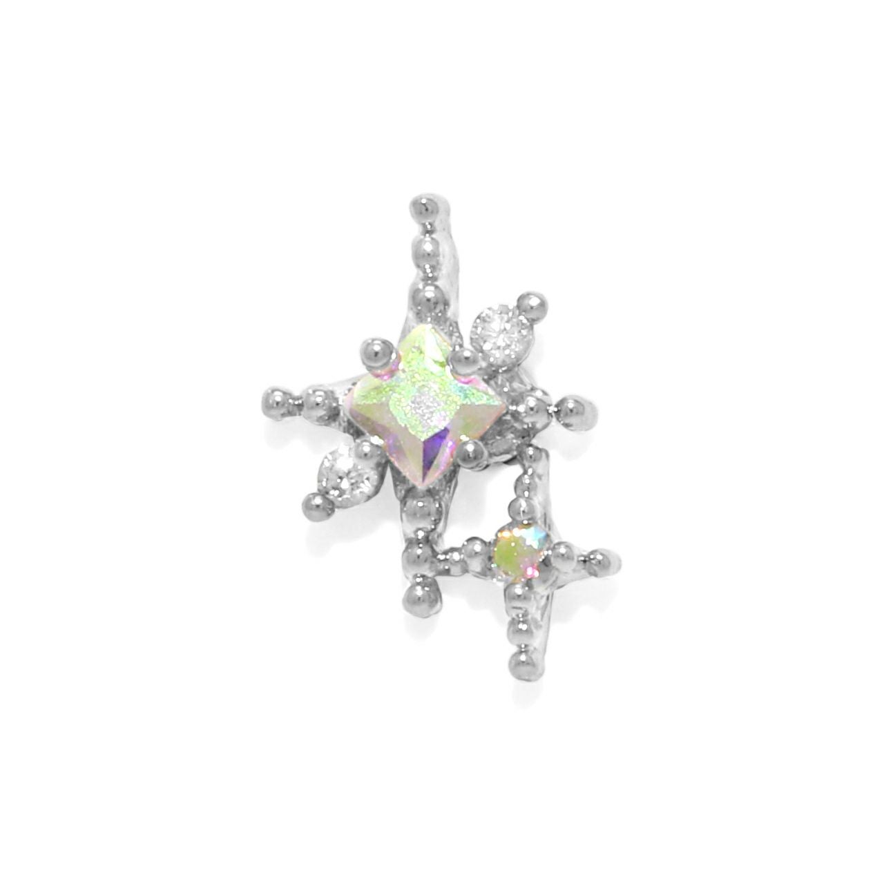 軟骨ピアス 16G 星 スター キラキラ オーロラ ジュエル キュービック
