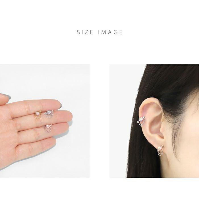 軟骨ピアス 16G ハート 矢 アロー 天使の矢 可愛い カワイイ チェーン