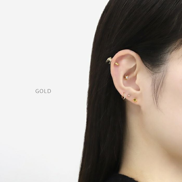 軟骨ピアス 16G 鳥 星 とり スター ジュエル チャーム付き