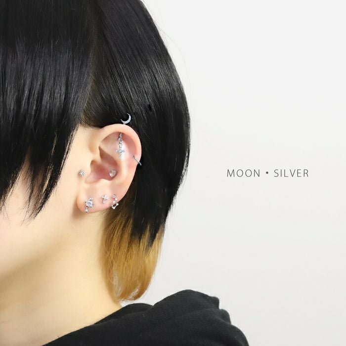セット】神カスタム 軟骨ピアス 16G ハート ムーン ジュエル アンテナ