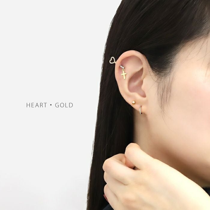 セット】神カスタム 軟骨ピアス 16G ハート ムーン ジュエル アンテナ