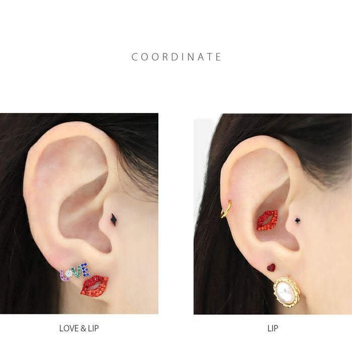 軟骨ピアス 16G リップ くちびる LOVE ユニーク 個性的 個性派