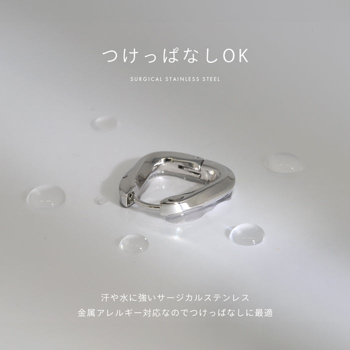 ツイスト フープピアス 18G ワンタッチ ステンレス製 金属アレ対応