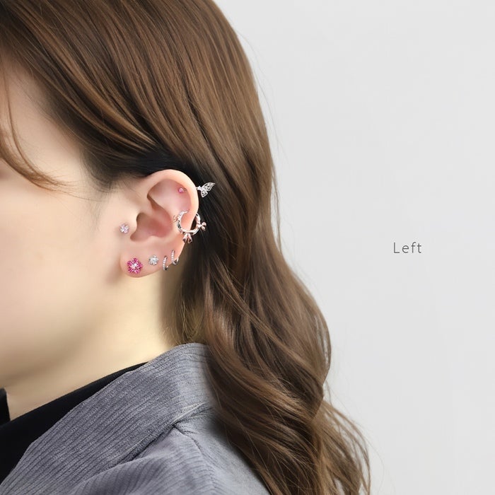 軟骨ピアス 18G リボン りぼん フープ シンプル バレエコア キャッチ