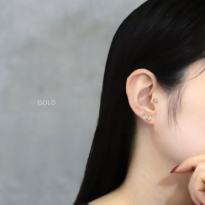 軟骨ピアス 16G 花 蝶 リボン 蝶々 ちょうちょ はな フラワー ジュエル
