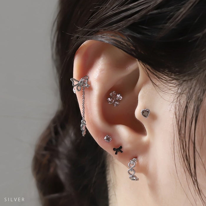 ボディピアス 16G 軟骨ピアス 蝶 ちょうちょ 蝶々 バタフライ チェーン