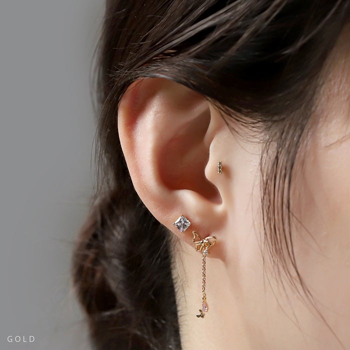 ボディピアス 16G 軟骨ピアス 蝶 ちょうちょ 蝶々 バタフライ チェーン