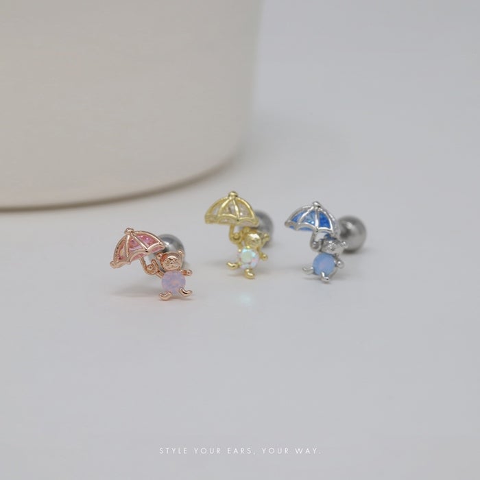 ボディピアス 16G 軟骨ピアス クマ くま 熊 傘 かさ ジュエル かわいい