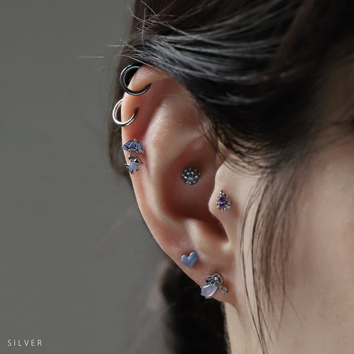 ボディピアス 16G 軟骨ピアス クマ くま 熊 傘 かさ ジュエル かわいい