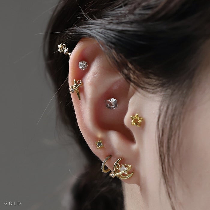 ボディピアス 16G 軟骨ピアス クロス 十字架 ジュエル シンプル